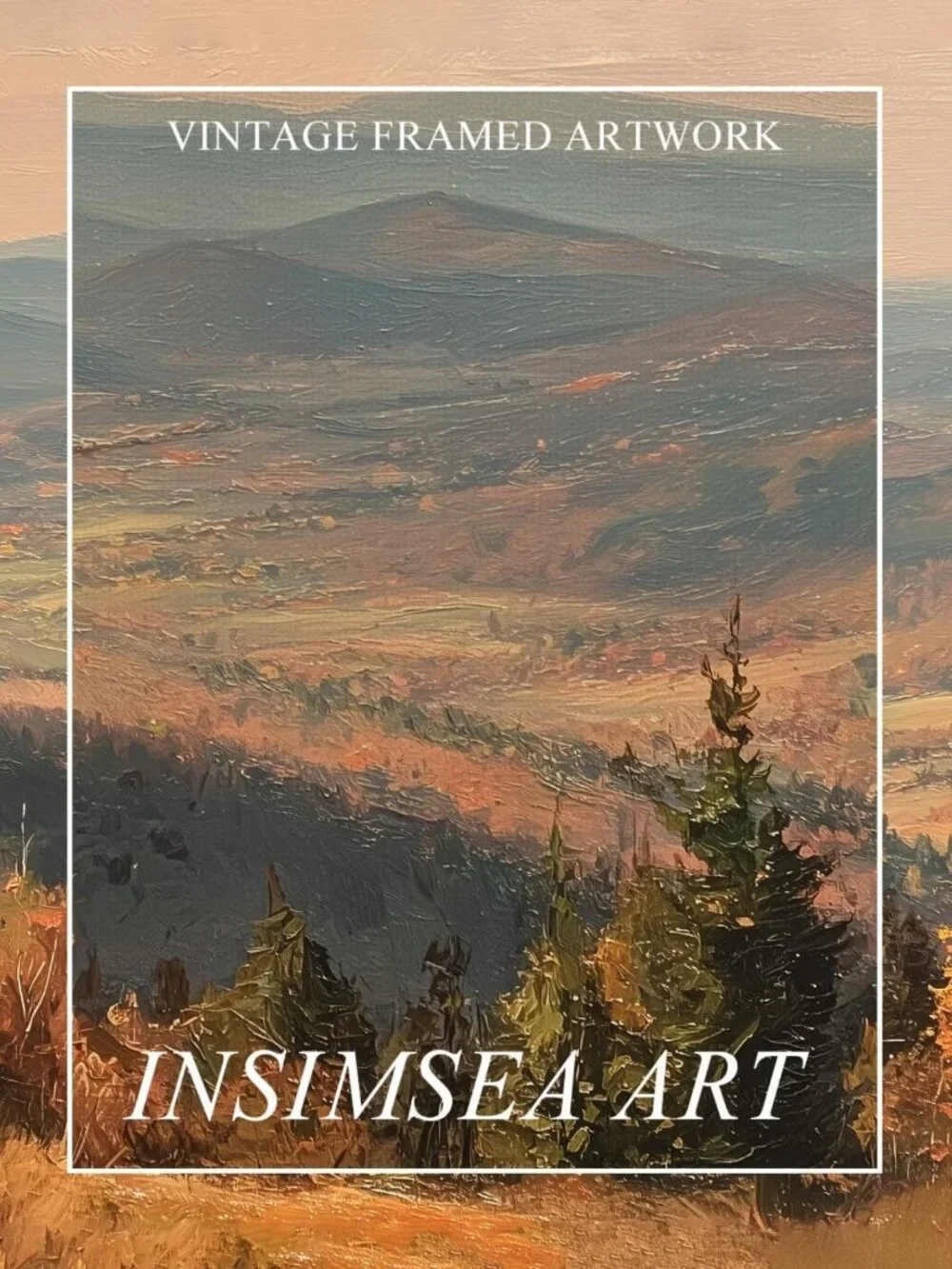Extra Large Framed Fall Wall Art - Autumn Mountains Forest Decor, 20x40in